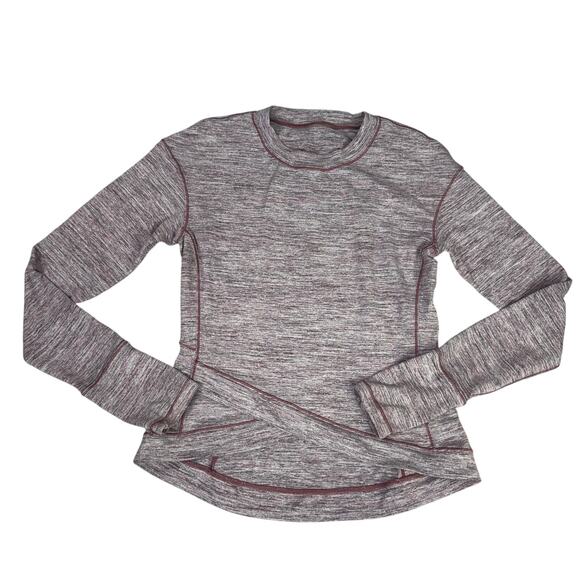Lululemon Close to Crossing Long Sleeve Medium Pink Grey Crewneck Shirt Top Zip - Picture 1 of 5